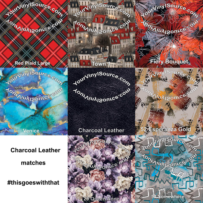 Charcoal Leather printed vinyl  2 sizes