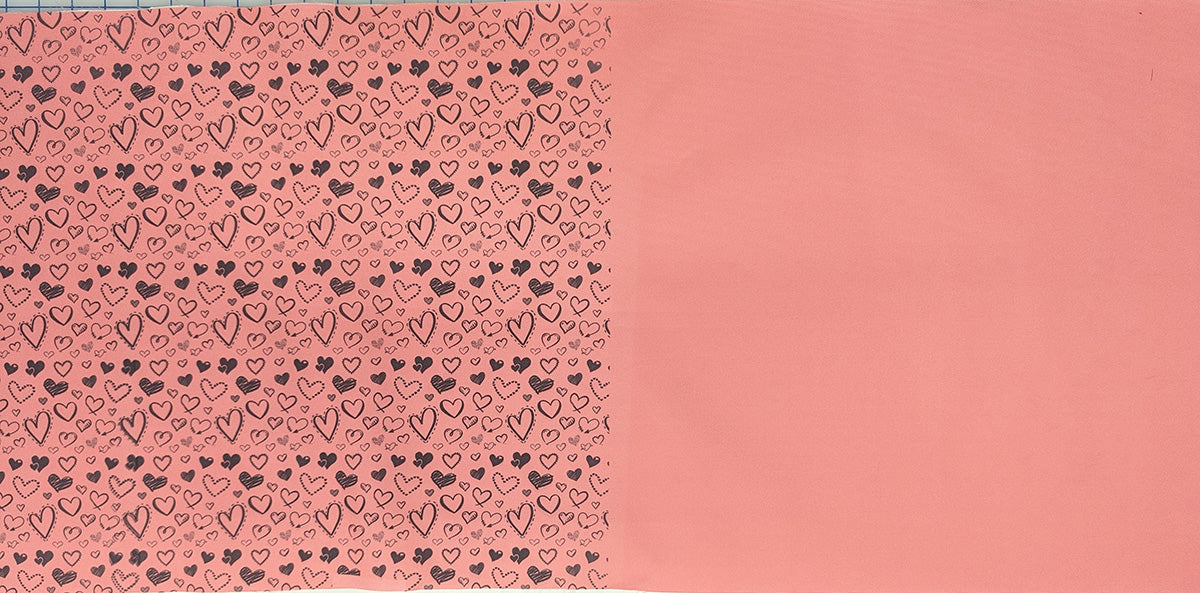 Custom print on WRC Charcoal Hearts on Light Coral half solid color and half Hearts