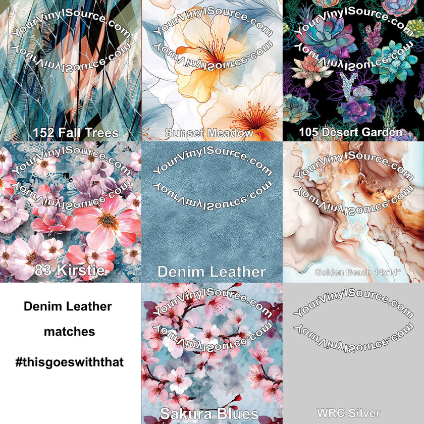 Denim Leather printed vinyl  3 sizes