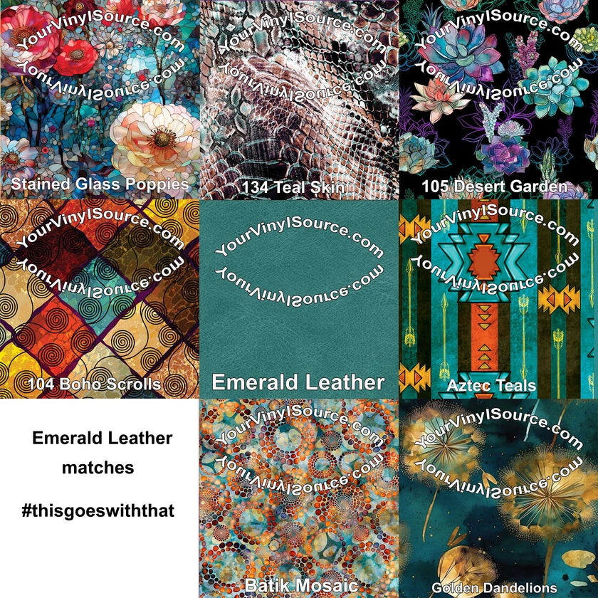Emerald Leather printed vinyl  3 sizes