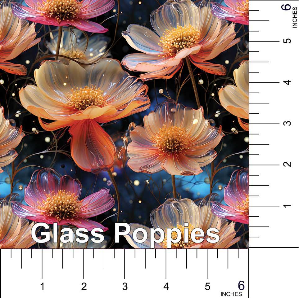 Glass Poppies printed vinyl  2 sizes