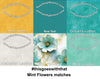 Mint Flowers printed vinyl 2 sizes