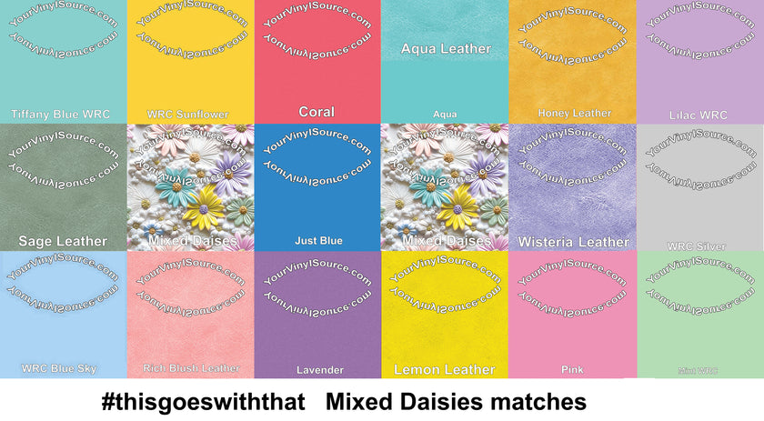Mixed Daisies printed vinyl  3 sizes