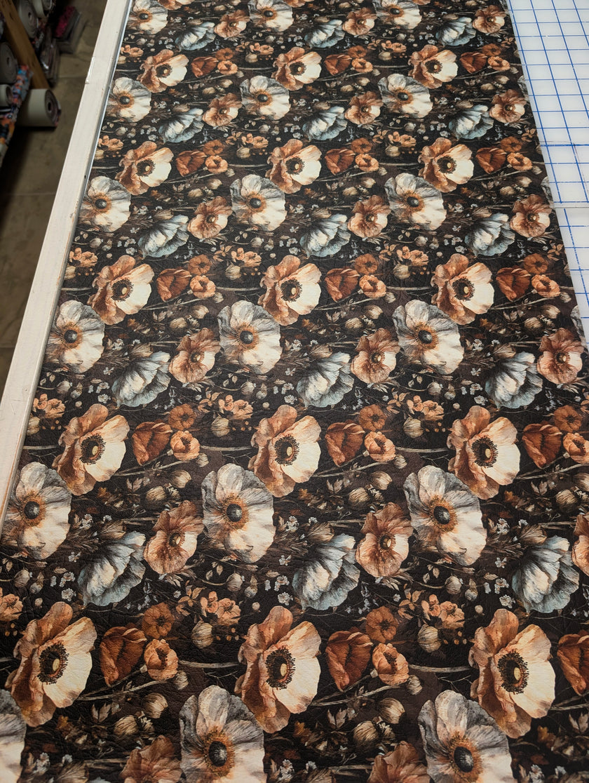 Mocha Poppies printed vinyl 3 sizes