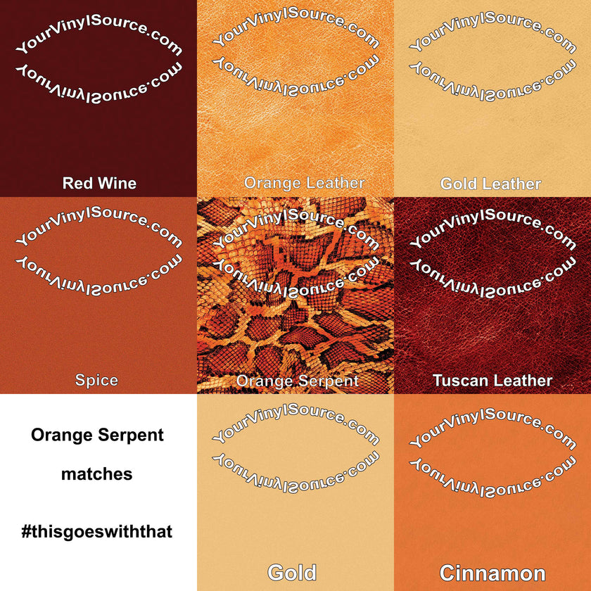 Orange Leather printed vinyl  3 sizes