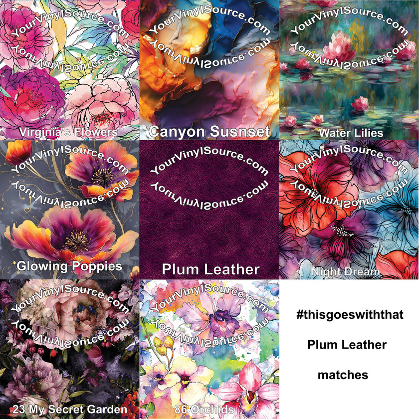 Plum  Leather printed vinyl  3 sizes