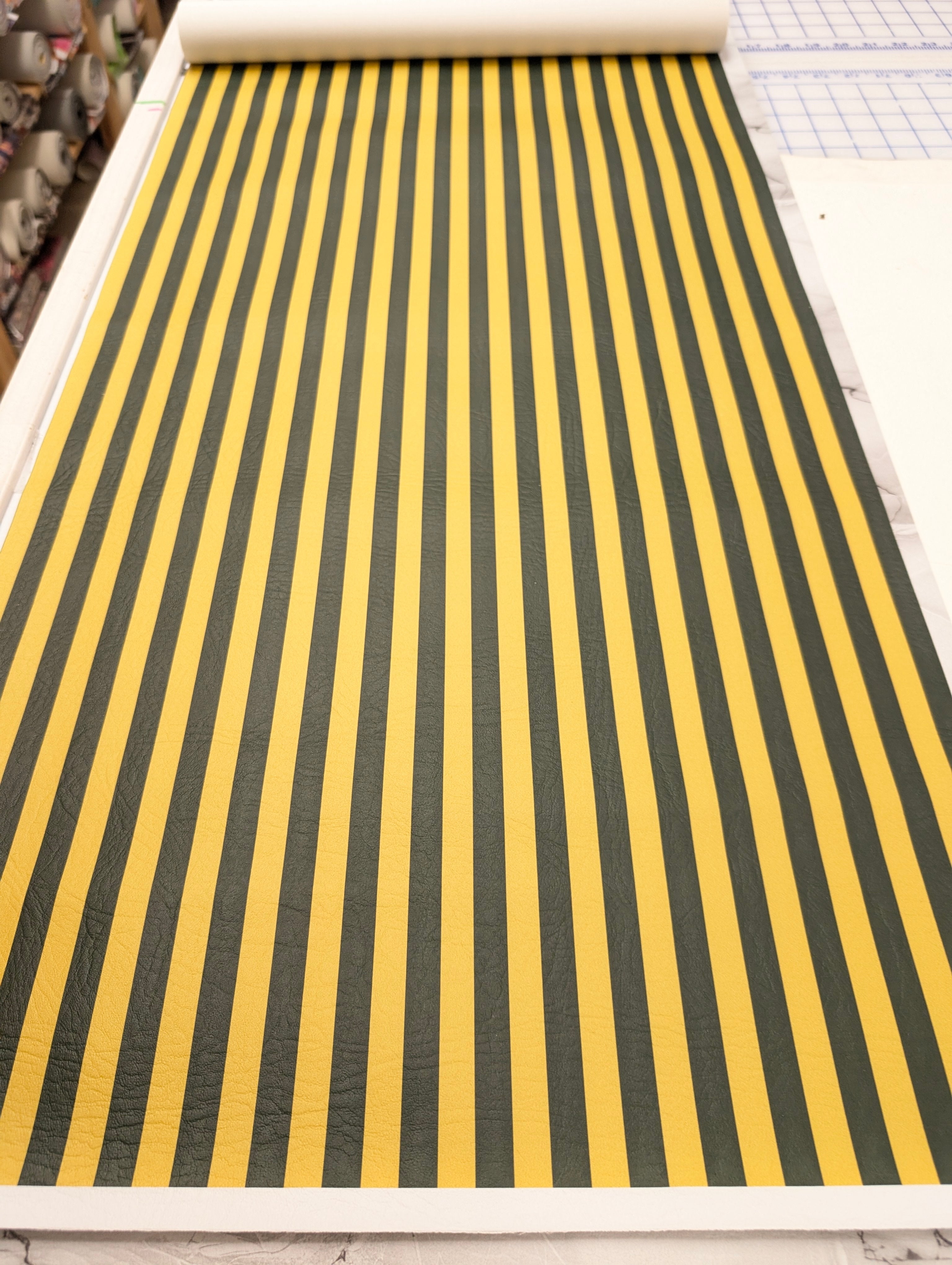 Stripes Curry on Forest Green Full Roll