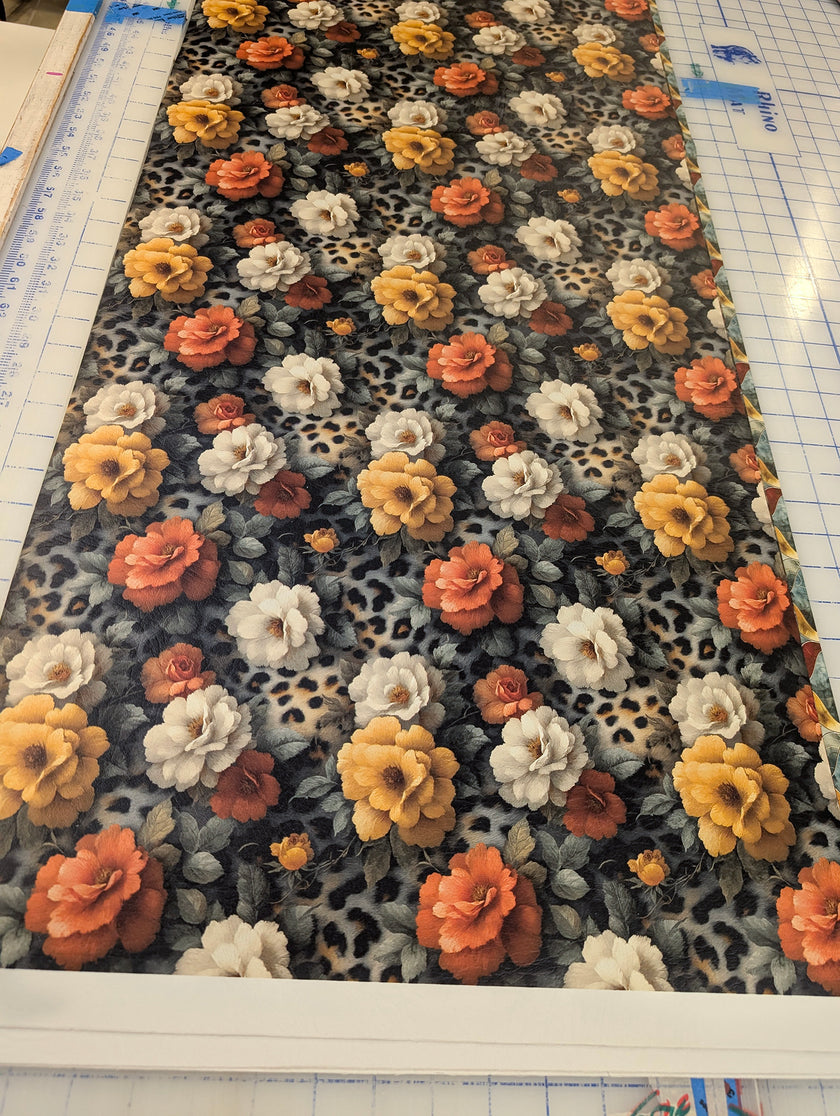 Roses on Fur printed vinyl 3 sizes