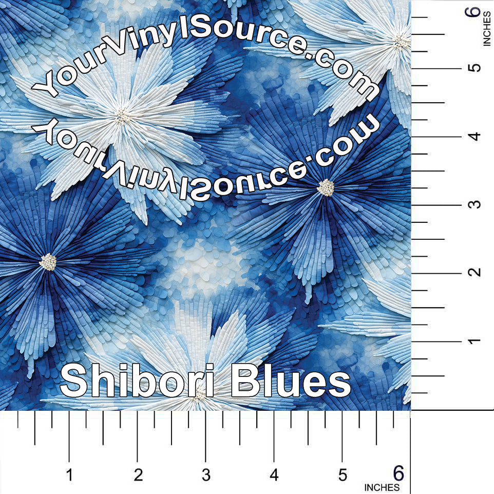 Shibori Blues printed vinyl 3 sizes