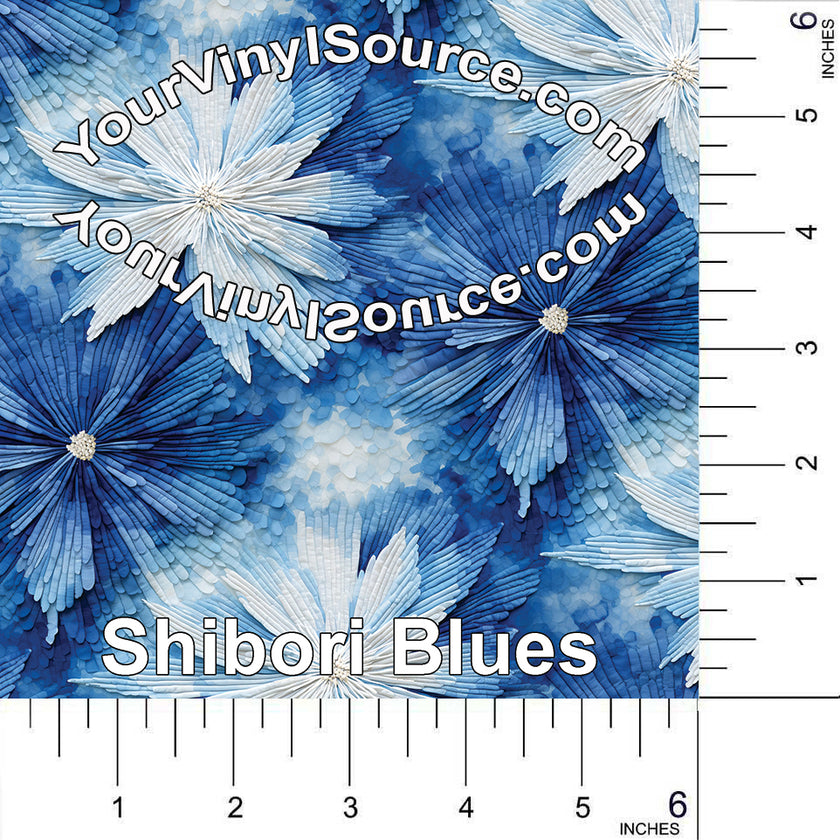Shibori Blues printed vinyl 3 sizes