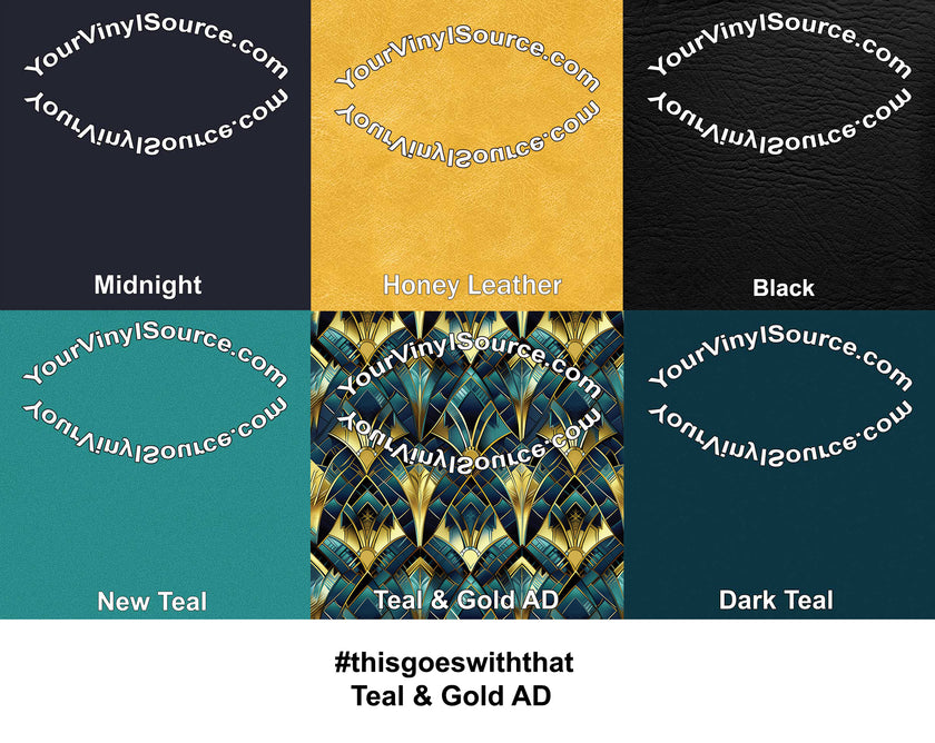 Teal & Gold Art Deco printed vinyl 3 sizes