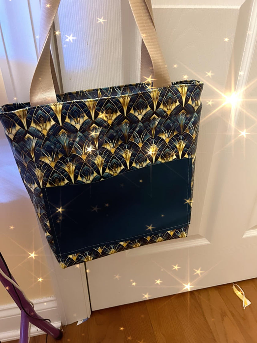 Teal & Gold Art Deco printed vinyl 3 sizes