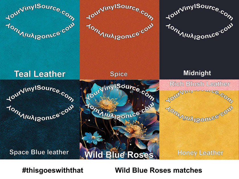 Wild Blue Roses printed vinyl  3 sizes