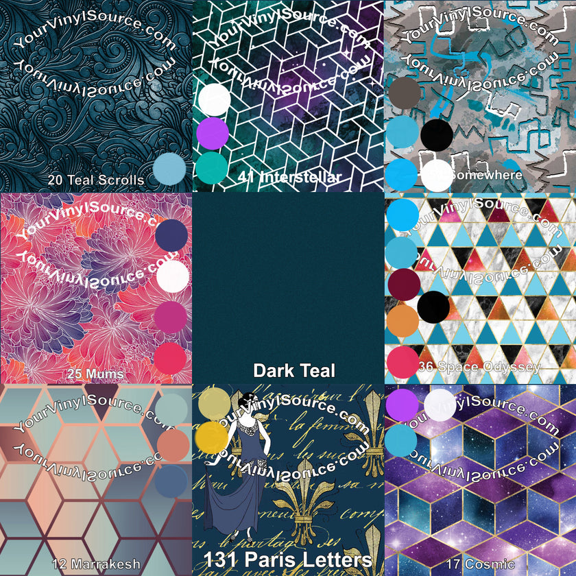 Dark Teal printed vinyl 3 sizes