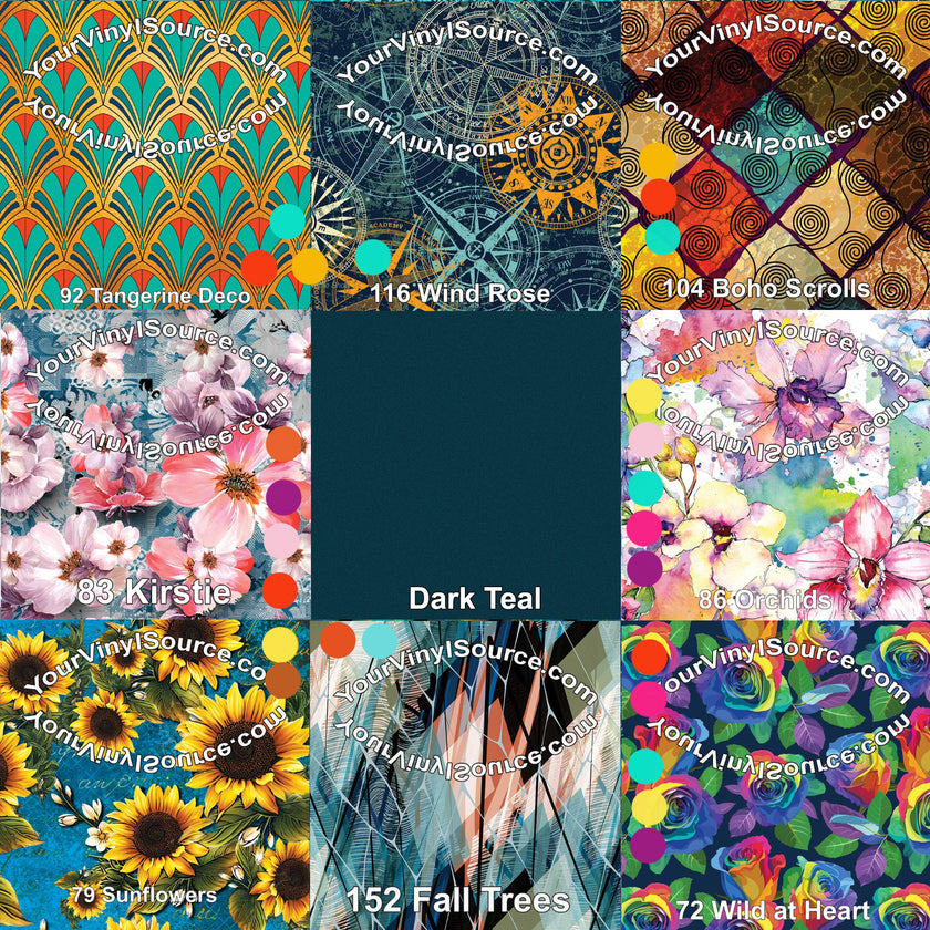 Dark Teal printed vinyl 3 sizes